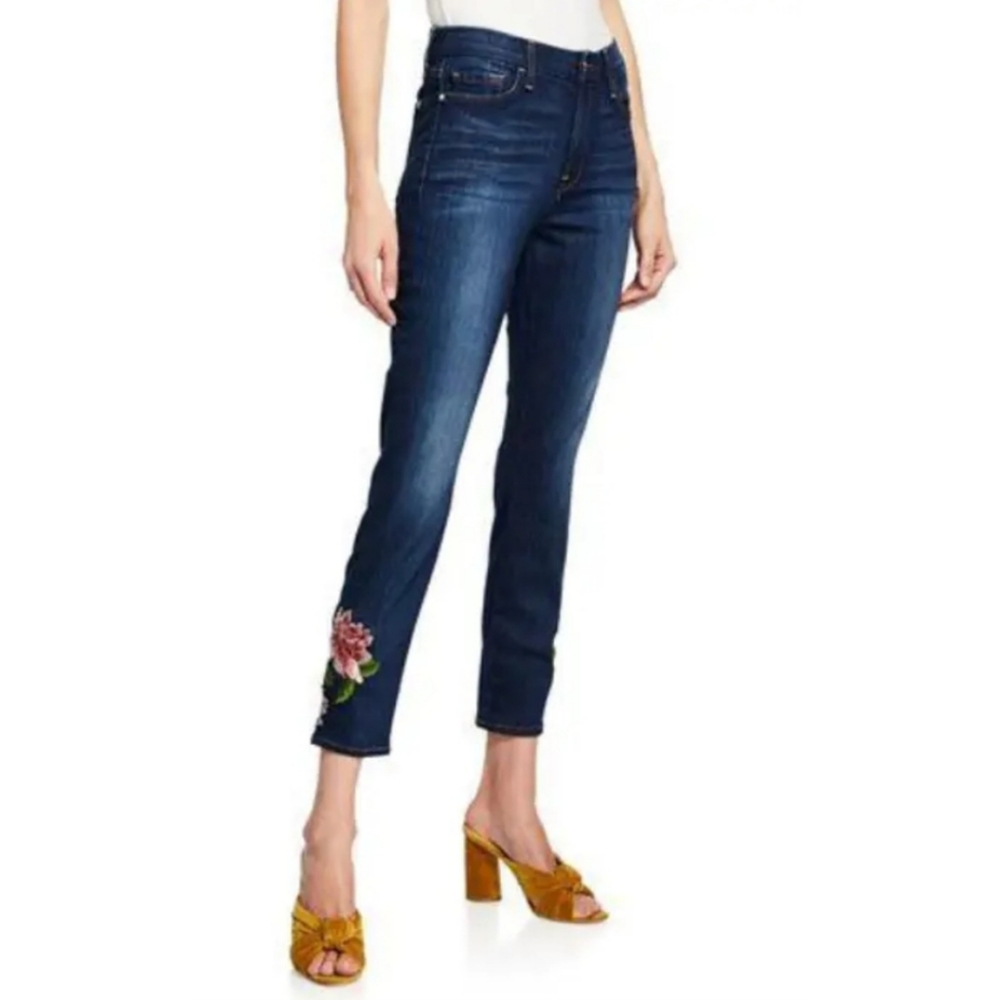 7FAMK Jen 7 Skinny Ankle Embroidered Jeans NWOT Size 6